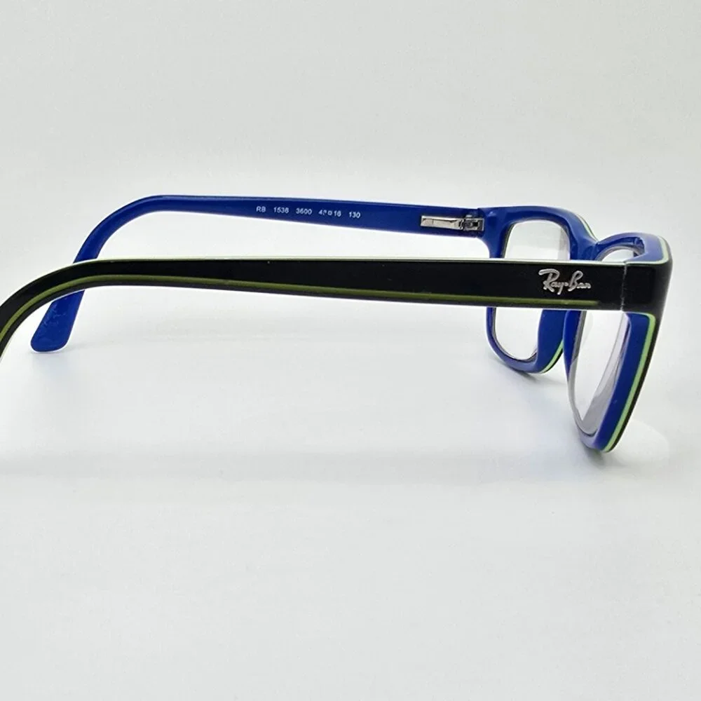 Ray-Ban Jr. RB1536 3600 Dark Grey Neon Green on Blue Kids Eyeglasses Frame 48mm